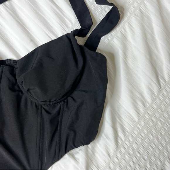 Tie Shoulder Cropped Corset Top Black - Size Small / Medium - Picture 4 of 5